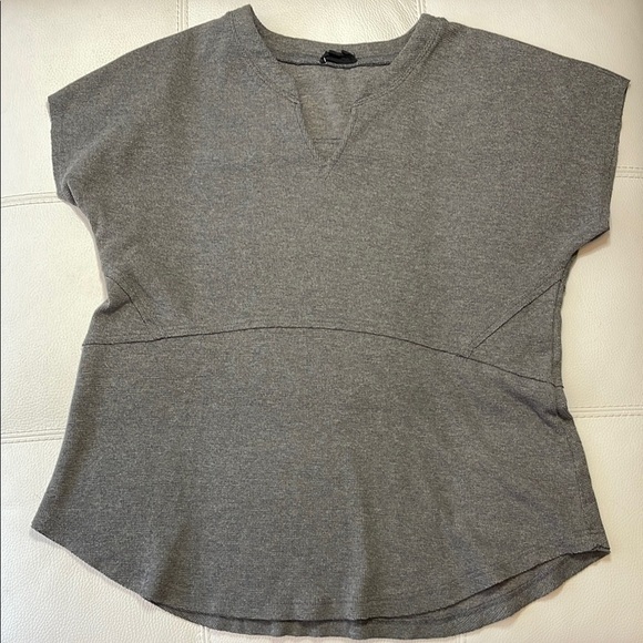 Heyson Grey Waffle Weave Short Sleeve Top - Size L - Picture 1 of 5